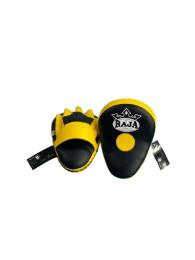 RAJA ラジャ パンチングミット RPM-6A Focus Mitt in curved open finger (Black/Yellow/White) ブラック イエロー ホワイト