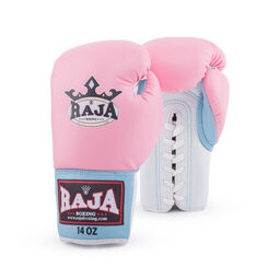 RAJA ラジャ ボクシンググローブ ひも式 レースアップ RBGL-1 Raja Single lace up (Pink/White/Blue)