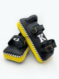 The K キングスポーツ キックミット K-Kick Pads-Double Strap ダブルストラップ ブラック/イエロー