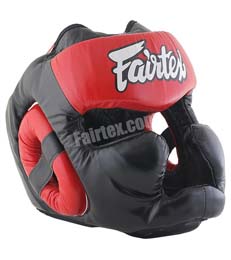 フルカバーヘッドギア エクストラヴィジョンヘッドガード フェアテックス Fairtex  レッド & ブラック Mサイズ