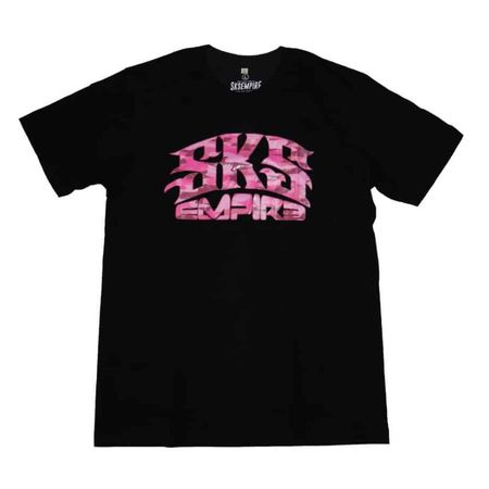 SKS EMPIRE ピンクカモフュ ブラック Tシャツ